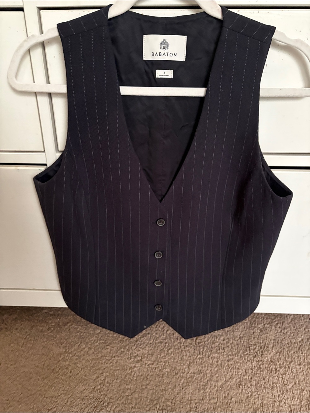 Babaton Navy Pinstripe Tailored Vest